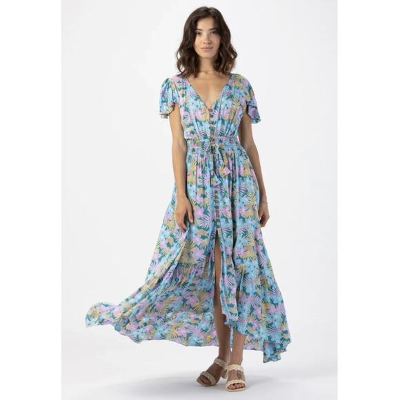 Tiare Hawaii New Moon Maxi Dress Floral Print One Size M/L Tropics Tosca - Picture 1 of 13